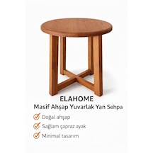 Elahome Sehpa Doğal Meşe Masif Yan Sehpa % 100 Doğal Meşe Masif Kırmızı - Kahverengi
