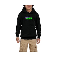 Zepplin Giyim She Hulk Logo Siyah Çocuk Kapşonlu Sweatshirt Siyah