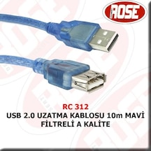 Usb 2.0 Uzatma Kablosu 10M Mavi Filtreli A Kalite