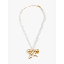 Koton İnci Choker Kolye Fiyonk Çelik Karışımlı Altın 5wak70773aa Altın Rengi