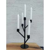 Lyla Rustik Candle Mumluk, 5 Mumlu Şamdan Siyah