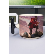 Team Fortress Baskılı Seramik Lüks Kupa 1 Adet T Şeklinde Özel Siyah Kulp Dalga Kulp V5t Çok Renkli