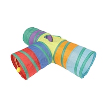 Herniks Üç Yollu T Şeklinde Katlanabilir Gökkuşağı Kedi Tüneli 82 CM