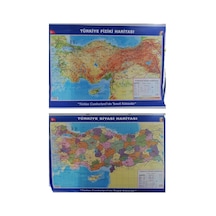 Lrs Store Türkiye Haritası Siyasi Ve Fiziki Çift Taraflı Çıtalı 50x70 Cm Eğitici Harita, Çok Renkli Diğer