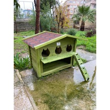 Pati Emlak Ahşap Mamalıklı Kedi Evi Pati Emlak Dış Mekan Kedi Kulübesi