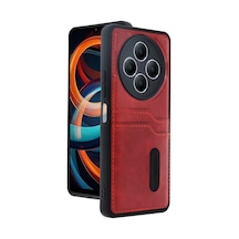Newface Xiaomi Redmi 14c Kılıf Sara Kartvizitli Deri Kılıf - Kırmızı