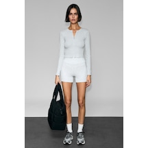 Grimelange Urban Beat Tullıa Kadın Önü Fermuarlı Baskılı Esnek Ve Yumuşak Kumaşlı Slim Fit Grimelanj Bluz Grimelanj