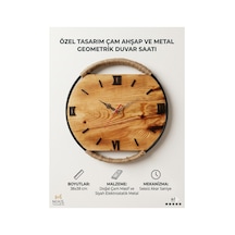 Niş Tasarım Doğal Çam Ağacı Duvar Saati - 38 Cm Halat Detaylı Metal Çerçeveli Masif Ahşap Saat Kahverengi