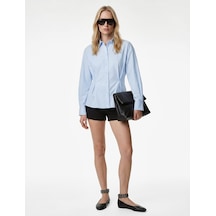 Koton Regular Fit Uzun Kollu Ekstra Düğme Detaylı Poplin Gömlek Mavi 6sak60132pw