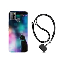 Infinix Smart 5 Kılıf Boyun Askılı Window Cat 1787