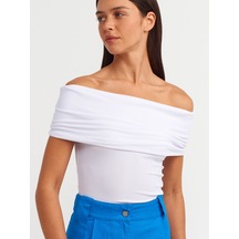 Dilvin Omuzları Düşük Bluz Beyaz