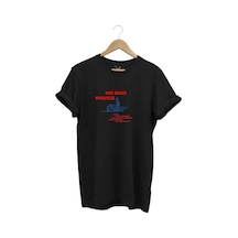 Vintage Waves Dalga Ve Yazı Baskılı Sörf Regular Fit %100 Pamuk Siyah T-shirt Siyah
