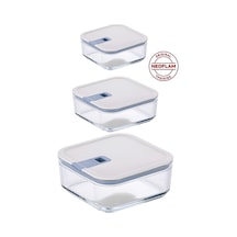 Perfect Seal 3 Parça Kare Cam Saklama Kabı Bej Bej