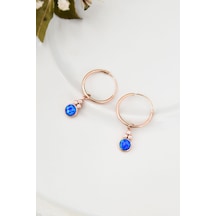 Papatya Silver 925 Ayar Gümüş Rose Kaplama Opal Taşlı Halka Küpe