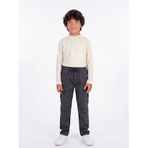 Onloox Erkek Füme Erkek Füme Pamuklu Gabardin Dar Paça Regular Kesim Kargo Cepli Beli Lastikli Pantolon 6-9 Yaş