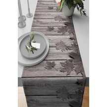 Gri Çınar 3d Desenli Premium Masa Örtüsü Runner Rnr140n11