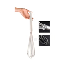 Sos Çırpma Teli Paslanmaz Yumurta Çırpıcı Çikolata Çırpıcı Krema Çırpıcı Çelik Saplı Jumbo Boy 50 Cm Metalik Gri