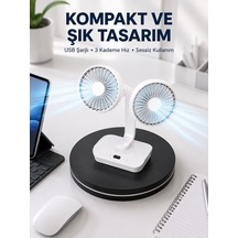 720 Döner Çift Taraflı Masaüstü Vantilatör Usb Şarjlı Sessiz Fan - Bayi Depom
