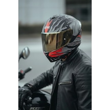 Gıvı 50.x Sharkbıte Mat  1 Renkli 1 Şeffaf Vizörlü Motosiklet Kask Gold Vizör + Şeffaf