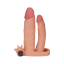 Lilitu Shop 2.5 cm Uzatmalı Çiftli İçi Boş Titreşimli 18 cm Çatal Dildo Penis