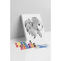 Balık Desenli Mandala Tuval Boyama Seti 40x50 Cm