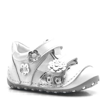 Hapshoe Hakiki Deri Beyaz-Gümüş Cırtlı Yazlık Ilk Adım Ayakkabı (372504944)