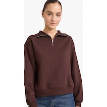 Defacto Regular Fit Yarım Fermuarlı Balıkçı Yaka Basic Düz Sweatshirt G4761ax25wnbn267 Kahve-bn267