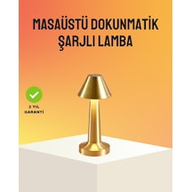 Modern Metal Masa Lambası 3 Işık Renkli Kademesiz Parlaklık Ayarlı Altın