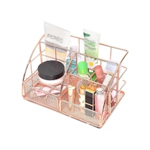 Ganzhoushop Metal Masa Düzenleyici, Masa Masa Kırtasiye Depolama Rafı, Çok Amaçlı Kozmetik Kalem Düzenleyici Gül Altın