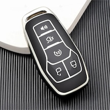 Ford Fusion Mondeo Explorer Mustang F150 Uyumlu Gümüş Kenar Tpu Anahtar Kılıfı Siyah