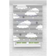 Perdeoutlet38 Baskılı Renkli Gri Bulutlu Dijital Baskılı Zebra Perde-cocuk Odası-stor Perde Model:pz-229 Çok Renkli