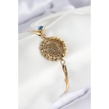 316l Çelik Nazar Boncuk Detaylı Hayat Ağacı Model İtalyan Zincir Gold Renk Kadın Bileklik Çok Renkli