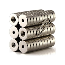 Havşa Delikli Güçlü Neodyum Mıknatıs - D20x10/5,5x5 Mm 4 Adet Set