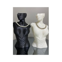 2'li Manken Set, Dekoratif Takı Mankeni, Takı Standı, Takı Organizeri, Kolye Küpe Sergileme Standı Siyahbeyaz