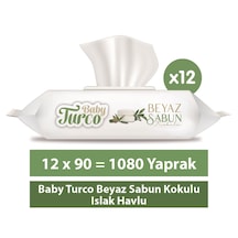 Baby Turco Beyaz Sabun Kokulu Islak Havlu 12 X 90 Adet
