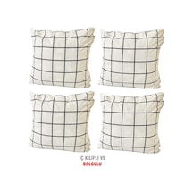 Kırlent Yastık Dolgulu Vip Yastık 4 Adet-43X43 Cm(Beyaz Pano) (525115600)