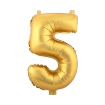 5 Gold Rakam Folyo Balon - 90 Cm - Altın Folyo Rakam Balon Sarı