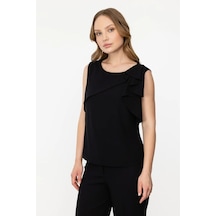 Ekol Kadın Önü Fırfırlı Bluz 1210 Siyah Ekol Kadın Önü Fırfırlı Bluz 1210 Siyah