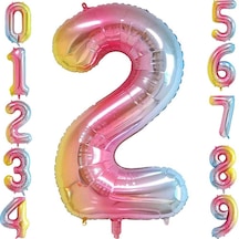 2 İki Rakam Gökkuşağı Folyo Balon 34" Inc 76 CM