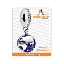 Sallantılı Dünya Charm Gümüş Kaplama Mavi