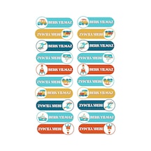 Kişiye Özel 20 Adet Taşıtlar Temalı Kitap Etiketi - Araba Roket Tren A4 Sticker Diğer