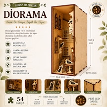 French Yard Diorama Book Nook Ahşap Maket Seti Dıy Miniatür Kedili Fransız Avlusu Peri Led'li Kitaplık Dekoru
