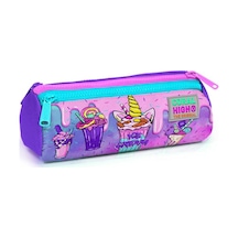 Coral High Kids Pembe Mor Milkshake Dondurma Desenli Üç Bölmeli Kalem Çantası 22049 Çok Renkli