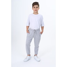 Toontoy Kids Toontoy Erkek Çocuk Pamuklu Beli Bağlamalı Jogger Eşofman Alt 23316 Gri Melanj