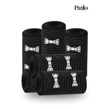 Parlo Siyah Elastik Bandaj 10 Cm X 1,5 M 6 Lı Set %300 Esnek, 4,5 M Ye Kadar Uzayan, Metal Kancalı Destek Ve Sargı Bandajı