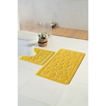 Buççin Online Mağaza Standart Bubbles Sarı 50x80-50x40 2'li Banyo Paspası Yıkanabilir,kaydırmaz Taban,dokuma Poliprop Çok Renkli