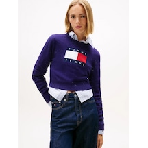 Tommy Hilfiger Tjw Işıltılı Bayrak Desenli Kadın Mor Kazak Dw0dw21690vly Mor