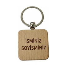Kişiye Özel Kare Ahşap Anahtarlık İsim Soyisim Yazılı Lazer Gravür Anahtarlık Özel Tasarım Kişisel Hediye