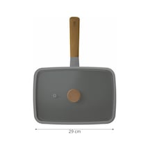 NEOFLAM FİKA DİKDÖRTGEN CAM KAPAKLI TAVA GRİ 29 CM