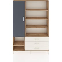 Arges Dolap 9 Raflı 3 Çekmeceli Tek Kapaklı 132x30x195 Çam-antrasit/aytaşı Antrasıt/aytası